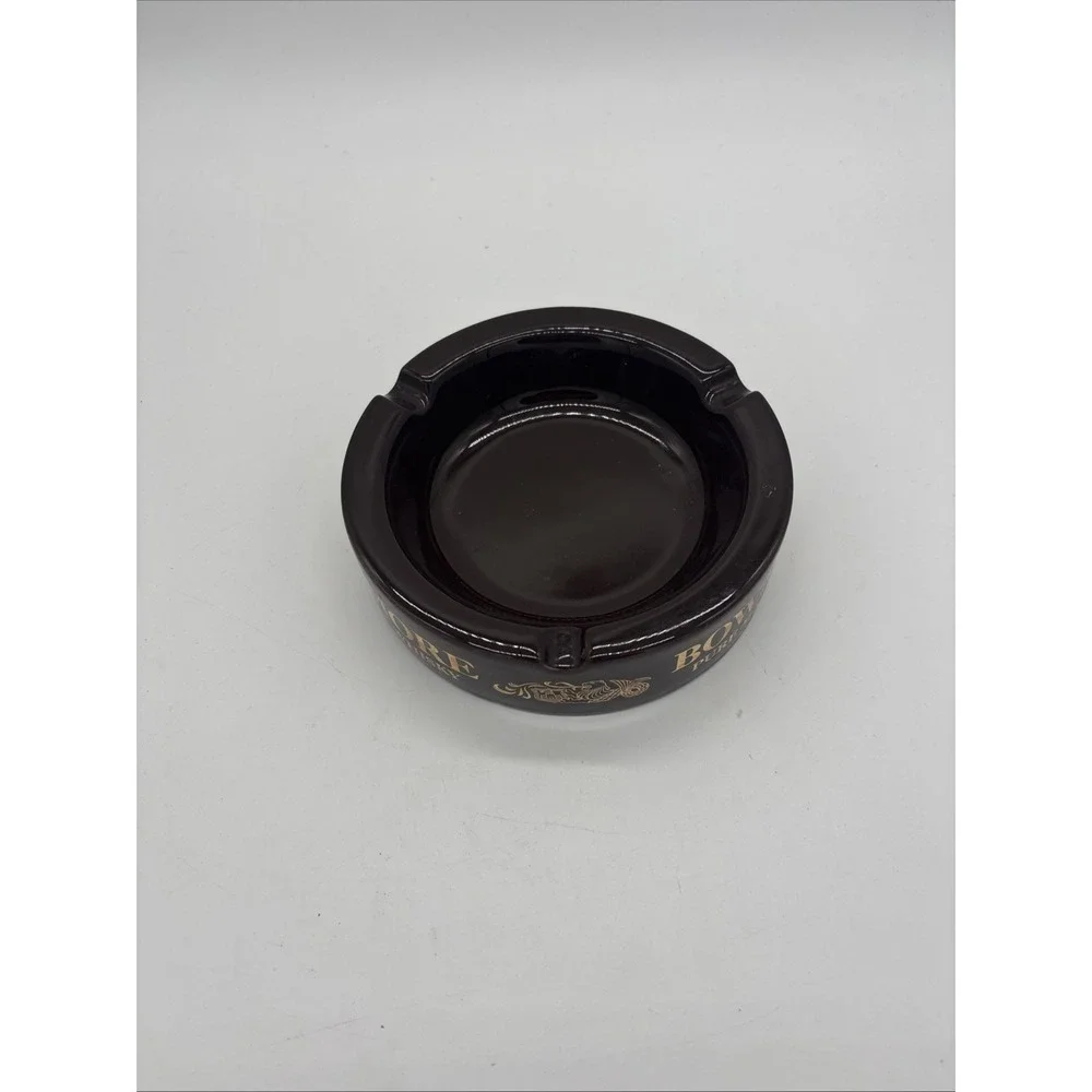Vintage Brown Ashtray Made In England BowMore Pure Whiskey. 6 Inch Diameter.